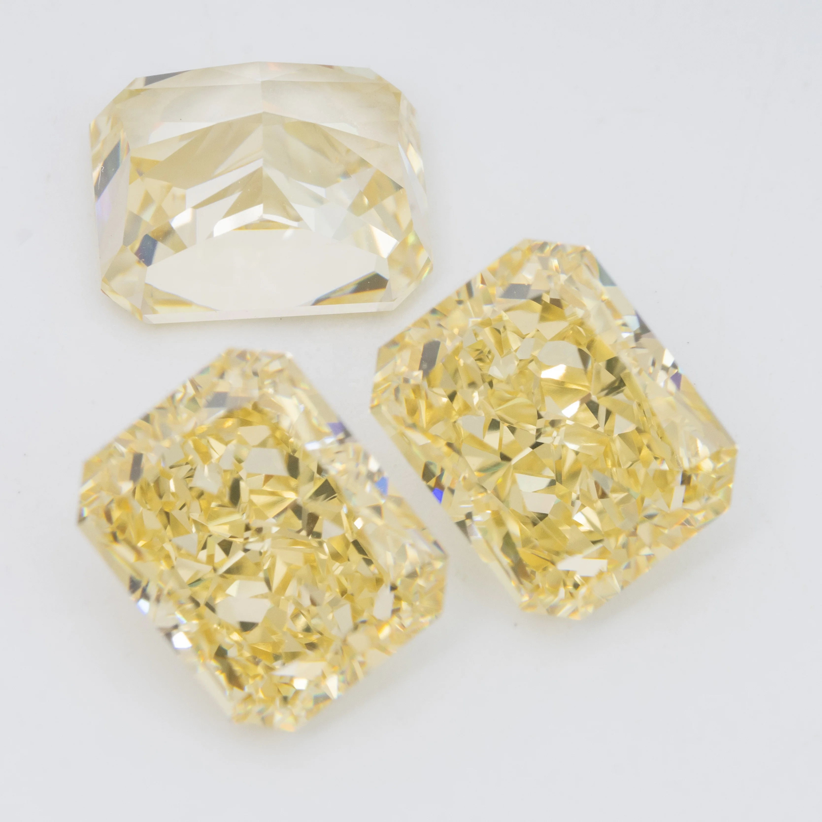 Octagon Ice Crushed Cut Light Yellow Color CZ Stones Loose Gemstones Cubic Zirconia