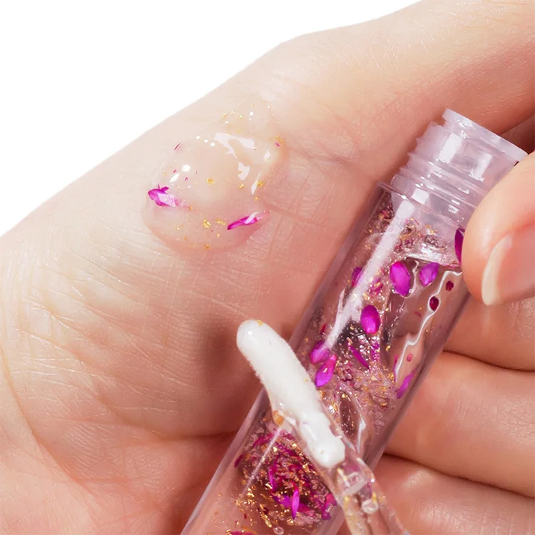 Wholesale Transparent Cute Chrysanthemum petal Lip Gloss Jelly Liquid Lipsticks Moisturizing Lip Oil Makeup