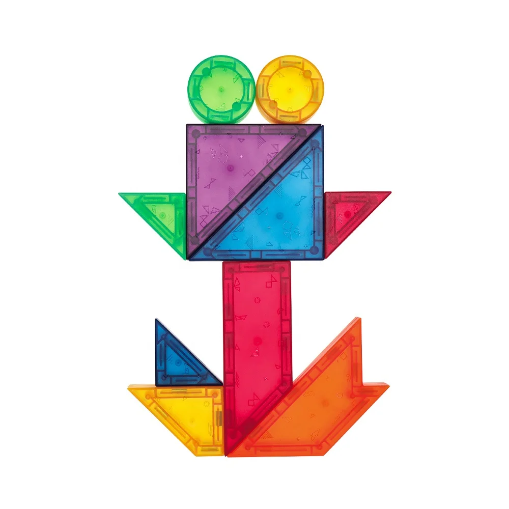 STEAM 61/68Pcs Teaching Educational Creative 3D Puzzle Magnet  Kids Toy Brain Train Magnetic Tangram Puzzle  For Kids