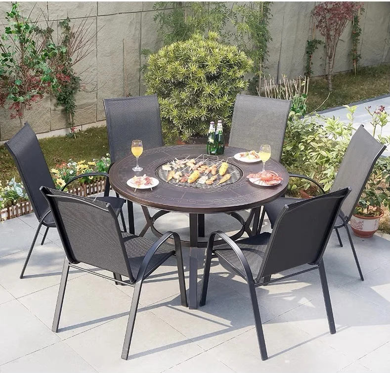 factory outlet  Restaurant Resort BBQ Metal Aluminum Alloy Dinner Patio Outdoor  Picnic Dining Camping Barbecue Garden Tables