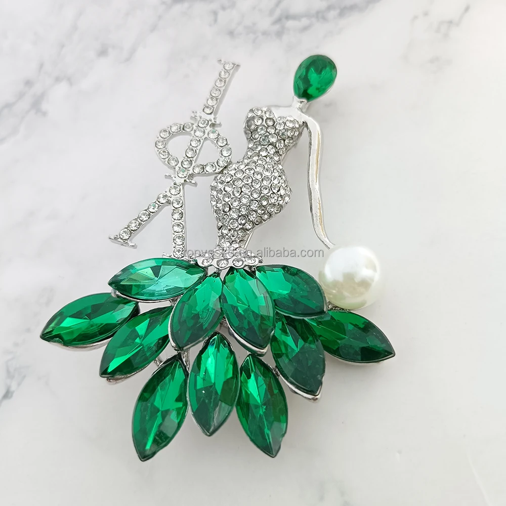 Handmade Full Rhinestone Pearl Letter Lota Phi Lambda Luxury Dance Girl Fashion Brooch Ladies Jewelry Pins Wholesale