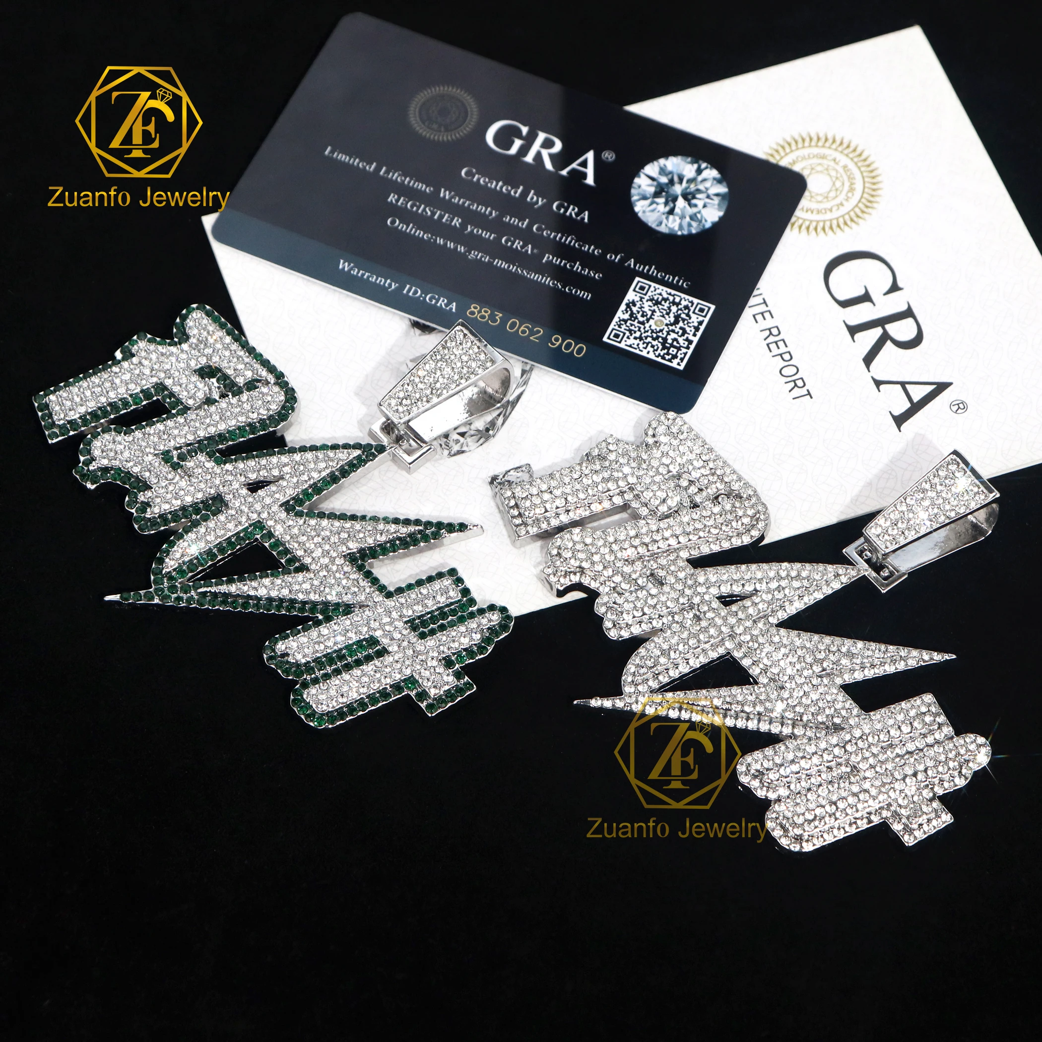 Pass Diamond Tester Moissanite Pendant Personalized Custom Jewelry 925 Silver Iced Out Moissanite Letter Pendant