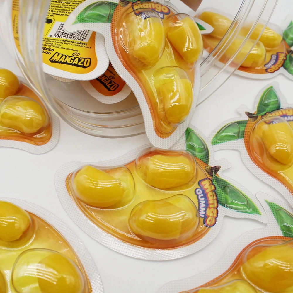 Wholesale Fruit Flavor Gummy Candy Juice Content Peeled Jelly Sweets Peelable Peach Mango Original Flavor Peeling Candy