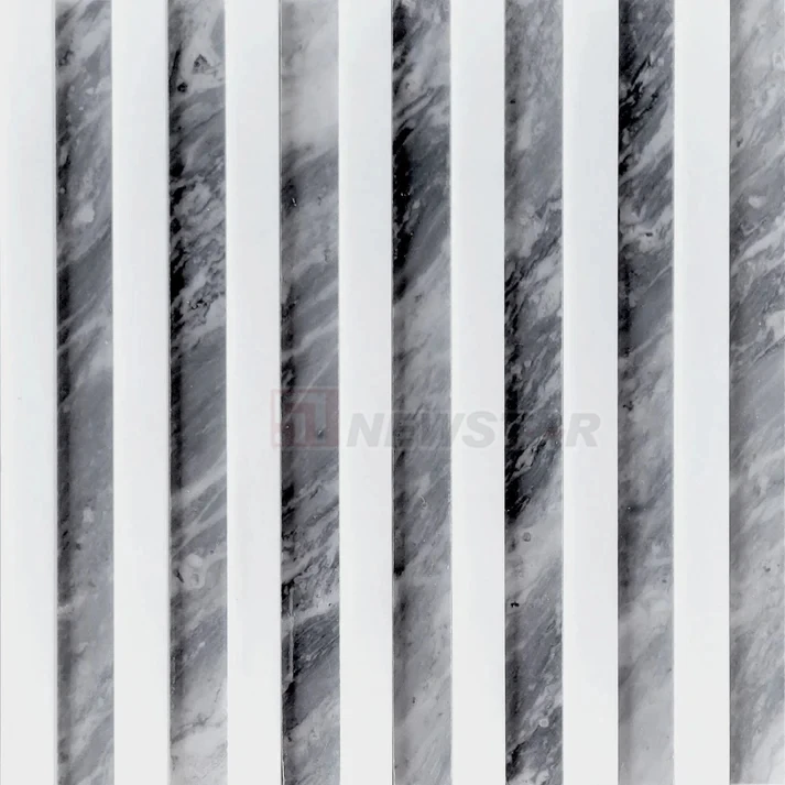 Newstar Modern Polished Curve Fluted Marble Tiles Strip Shape Indoor Mosaic for Bathroom Walls Elegant Splash Decoration