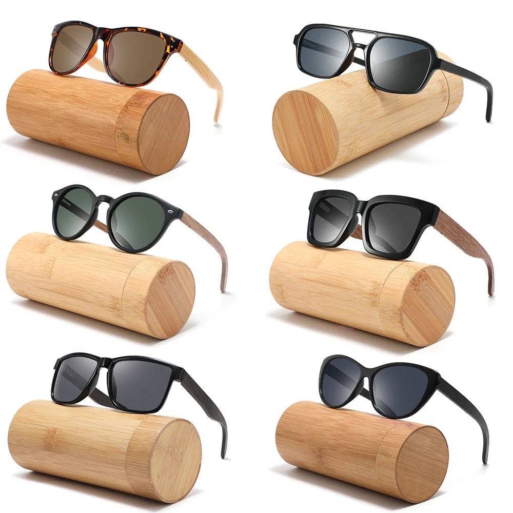 2024 Fashion Uv400 Retro Stylish Customize Mens Bamboo Wooden Shades Polarized Sunglasses