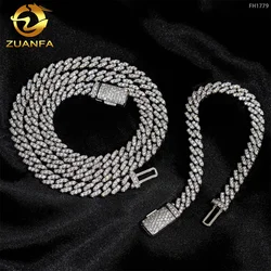 Hot sale 6mm 8mm 10mm pass diamond tester 925 sterling silver hip hop iced out vvs moissanite diamond cuban link chain 14K gold