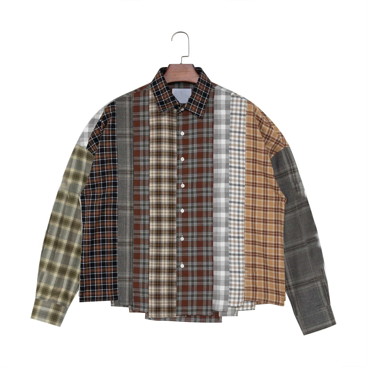 Custom Work Long Sleeve Shirt Plaid Check Design Button Up Cotton Flannel Shirts For Men