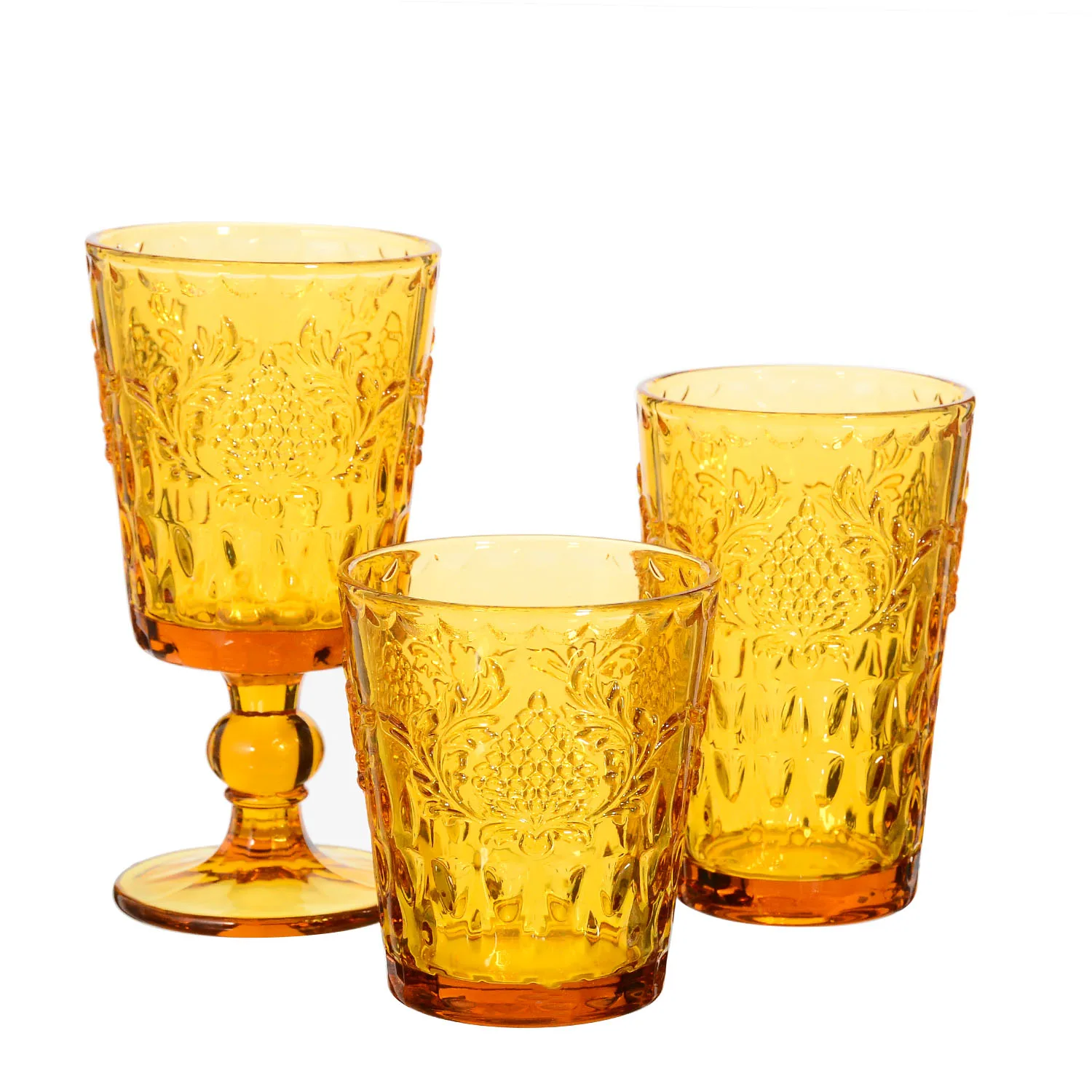 Samyo custom wedding glassware vintage Raspberries design pink colored drinking glass goblet red wine glasses