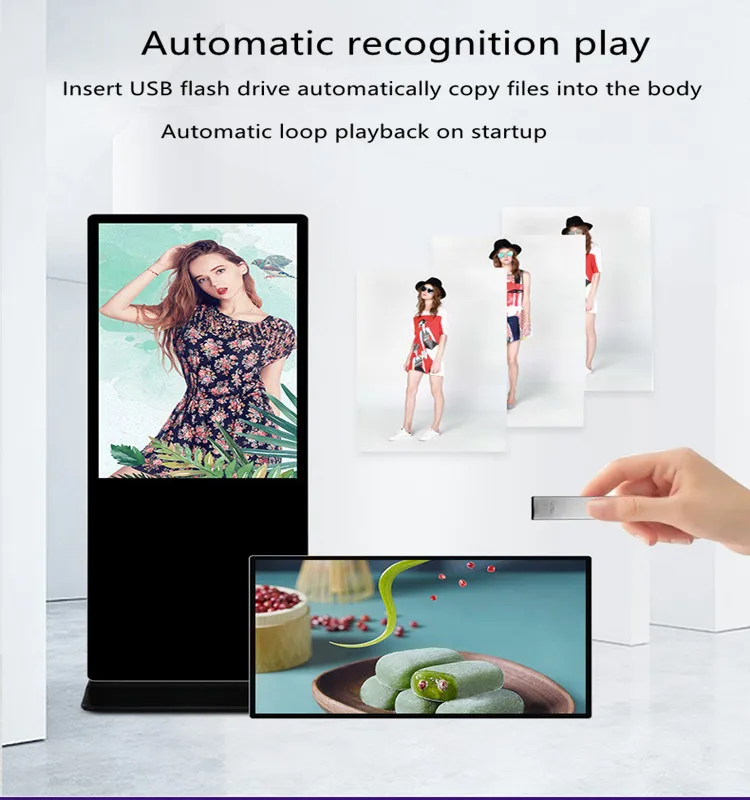 55-дюймовый напольный стенд Android LCD сенсорный экран Digital Signage рекламный дисплей киоск видео медиаплеер для стены