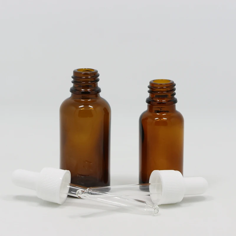 Essential oil packaging 5ml 10ml 15ml 20ml 30ml 50ml 100ml clear amber brown glass dropper bottle with white dropper