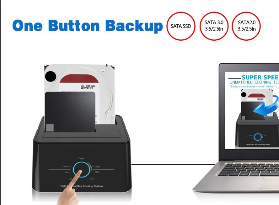 High Speed USB 3.0 Dual Bay all in 1 hdd docking station