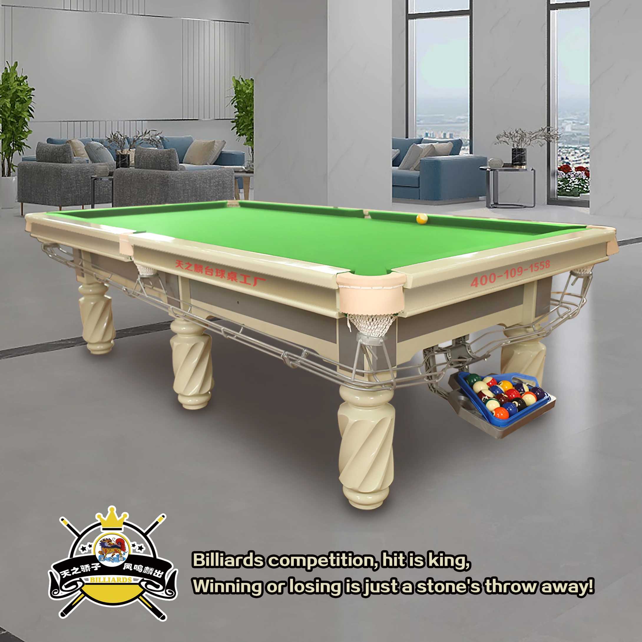 Price discount 8 feet 9 feet stone slab top of the line Chinese black 8 ball game pool table