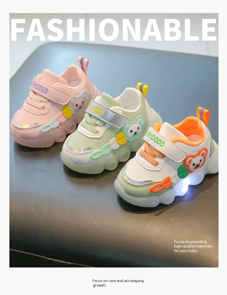 Bright light autumn shoes for baby girls soft soled toddler shoes for baby boys sneakers