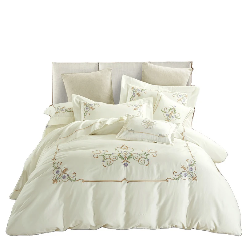 wholesale factory price cheap elegant 100%cotton embroidery hotel bed linen bedding set