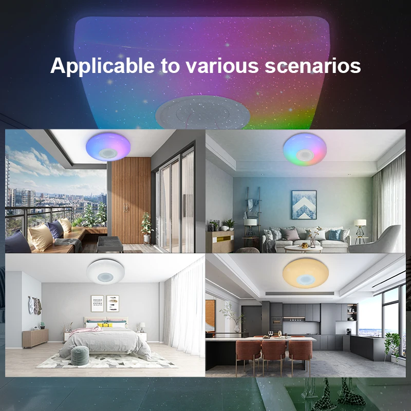 Bluetooth Speaker Music Rgb Smart Remote Control Dimmable Acrylic Round Light Ceil Flush Mount Modern Led Ceiling Light Fixture