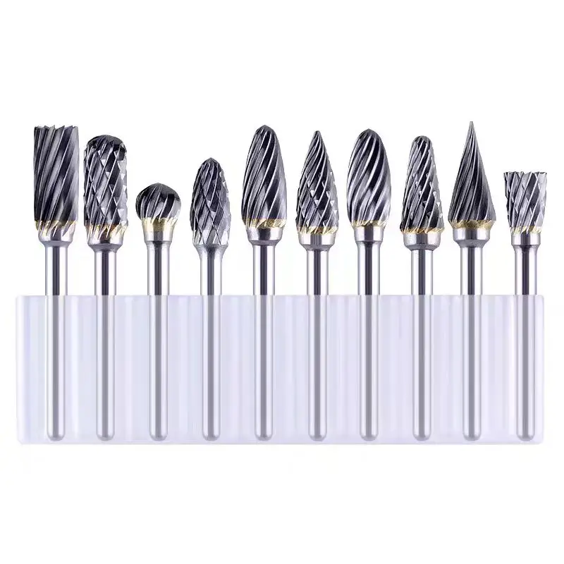 Hard alloy rotary file grinding head electric filing tool for grinding drill bits and expanding holes
