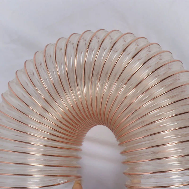 PU Copper Plated Steel Wire Hose Flexible Copper Coated Wire Hose For Transport Powder Exhaust