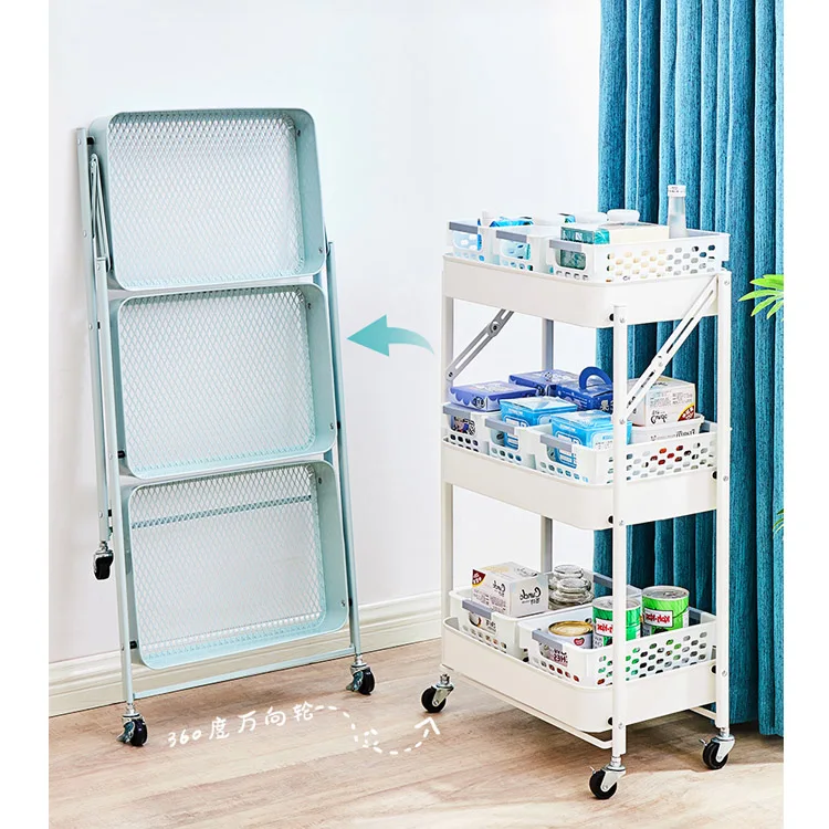  Home Black Kitchen shelve 3 tier foldable