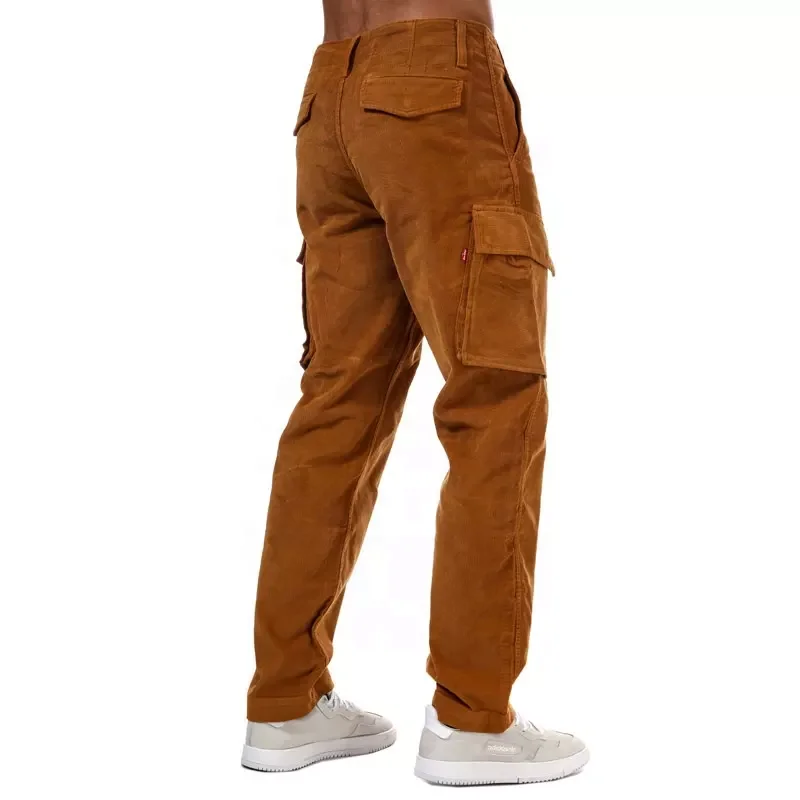 Wholesale Hot Selling High Waist Cotton Casual Long Corduroy Pants Custom Logo Cargo Pants Men