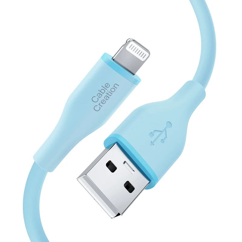 Wholesale MFi Certified Liquid Silicone Data Charging Cable for iPhone USB 2.0 A to Light ning mfi silicon cable
