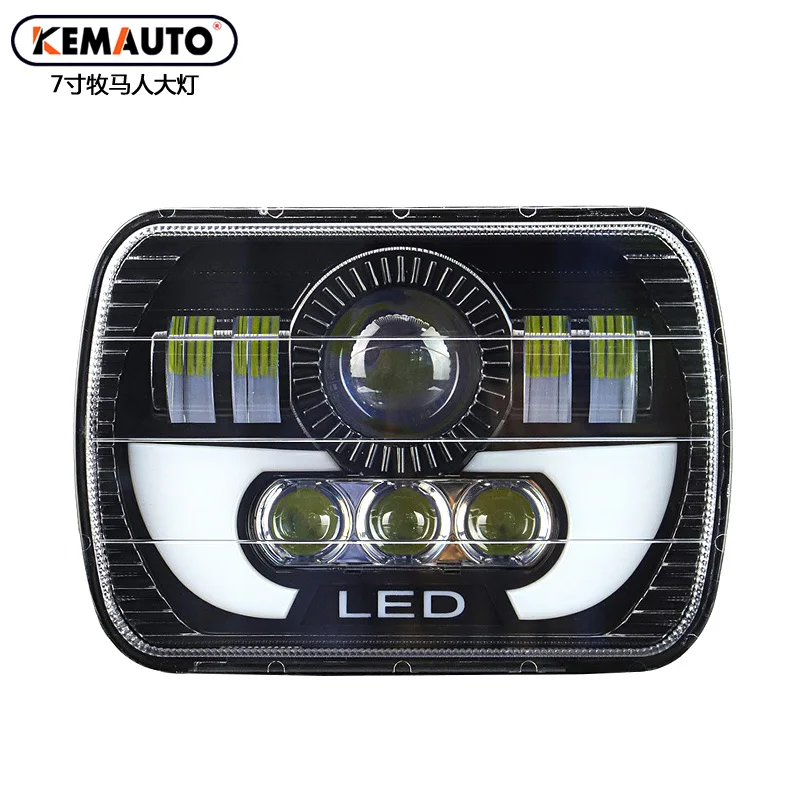 led head lights DRL Rectangular 5x7 7x6 square Sealed Beam YJ XJ motorcycle 7 inch matrix led headlights for wrangler Harley