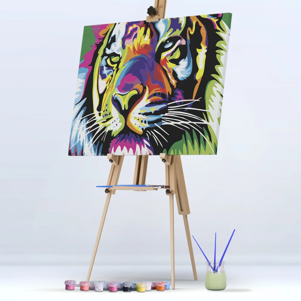 
High Quality Custom Wall Background Decorative Animal Pattern Canvas Oil Painting Abstract Lion Oil Painting 