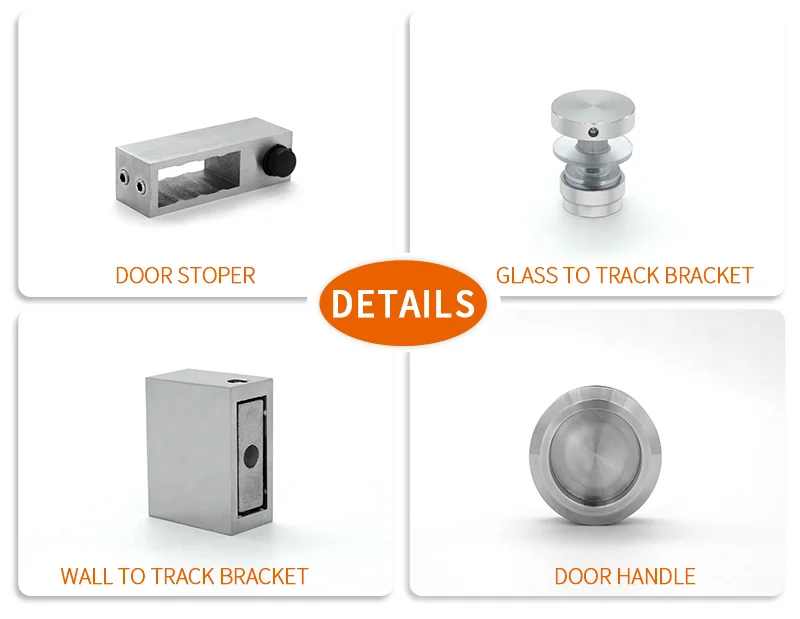 Дверной комплект нержавеющая сталь 304 Безрамная фурнитура для душа сарая гаражная стеклянная раздвижная дверь роликовые колеса аксессуары