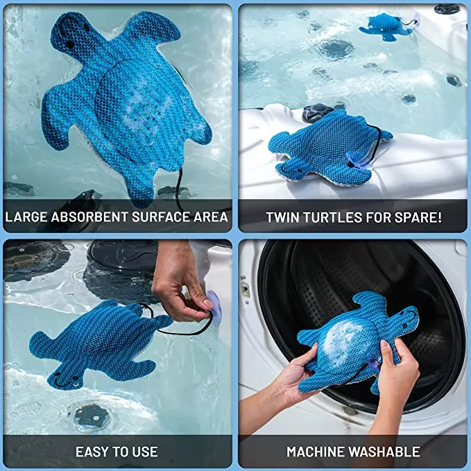 Reusable hot tub scum absorber for spa hot tub