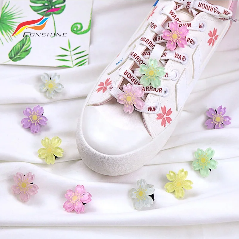 DIY Plastic Sunflower Daisy Sakura Flower Shoe Lace Buckle Sneaker Shoelace Charms Decoration Accessories