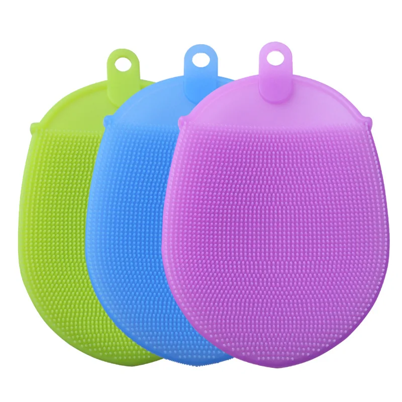 Silicone Dishwashing Face Brush Double-sided Durable Soft Massage Body Bath Brush Washing Gloves