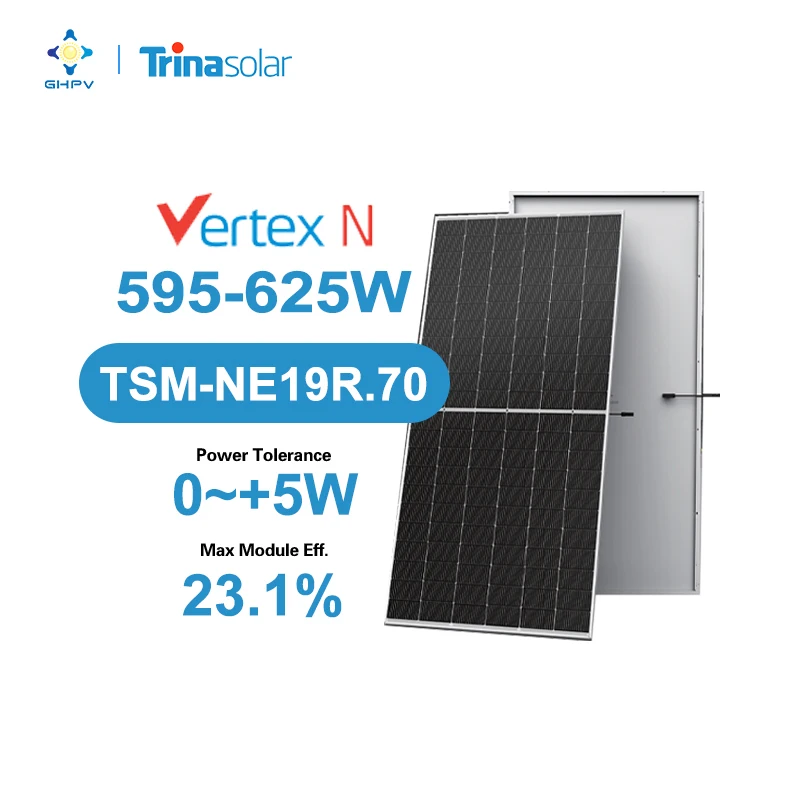 Trina Eu Warehouse Solar Power Panel 595W 600W Trina PV Module 605W 610W 615W 620W 625W Bifacial Solar Photovoltaic Panels