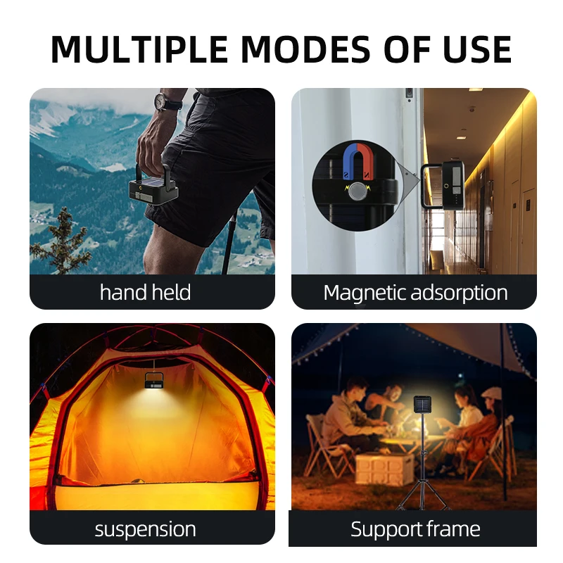 Outdoor Cordless Portable Emergency Work Light 4 Modes Led Solar usb charging Camping Fishing Emergency Flood Lamp