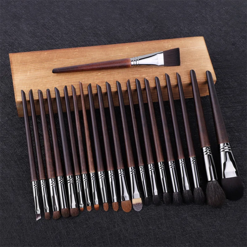 Makeup Brush Set 24pc Professional Eye Shadow Goat Pony Natural Hair black Makeup Brush 24 Pieces Set PU bag