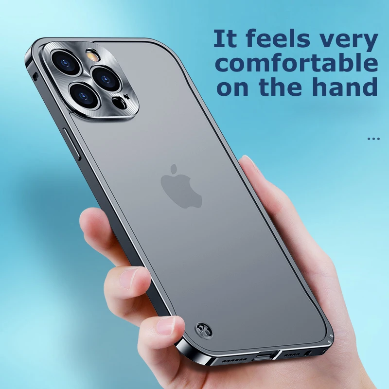 New Aluminum Frame Metal Matte Phone Cases For IPhone 11 12 13 14 Pro Max 12 mini Metal Buckle Anti-fingerprint Shockproof Case
