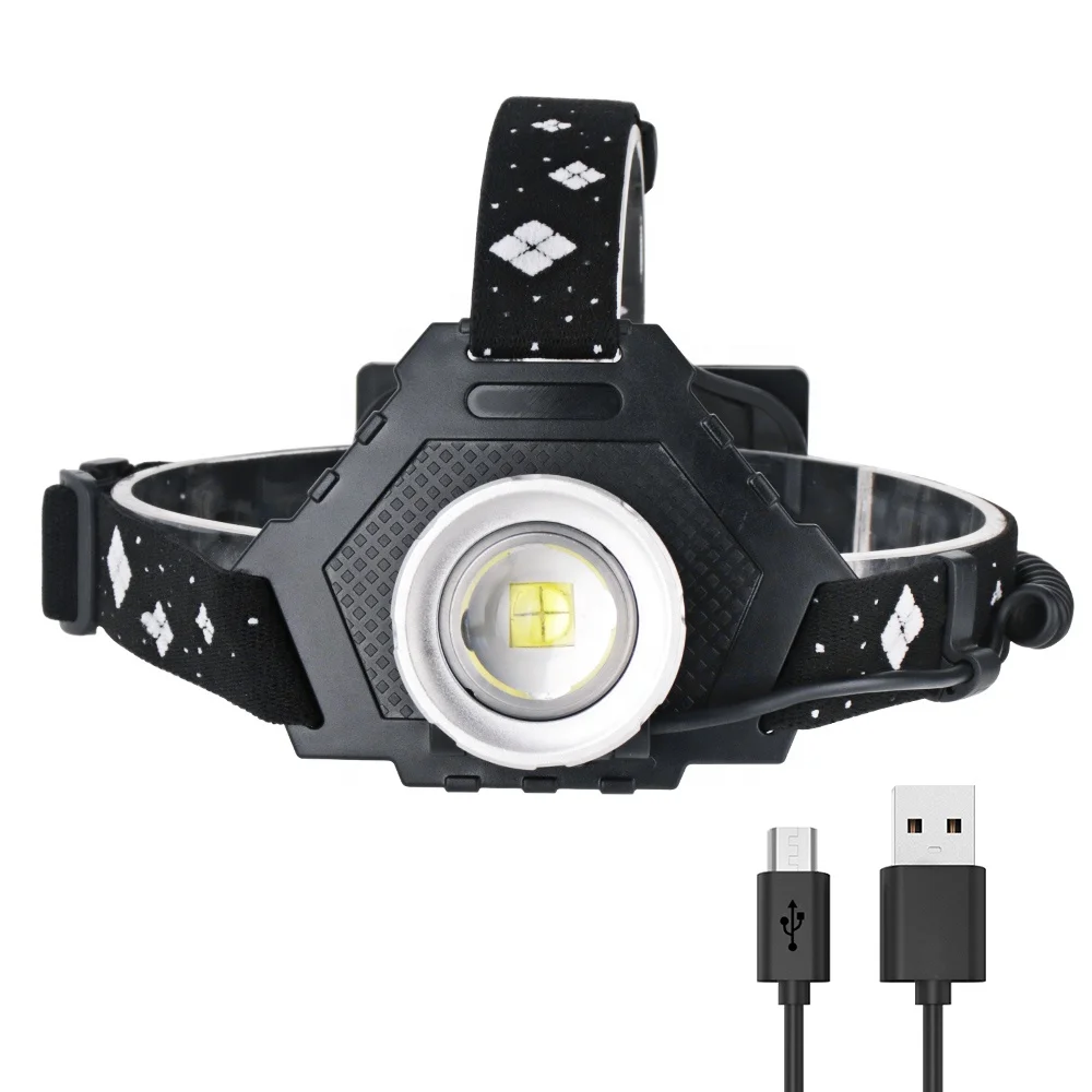 Outdoor Zoom Fishing Headlamp High Power Waterproof Led Headlamp Flashlight Rechargeable Zoomable working Headlamp