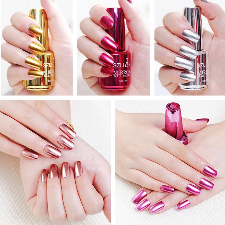 Huati Sifuli RubioAroma 16 color 18ml Mirror Chrome Effect Gel Paint Silver Metallic Liner Gel pink Nail Polish liquid uv
