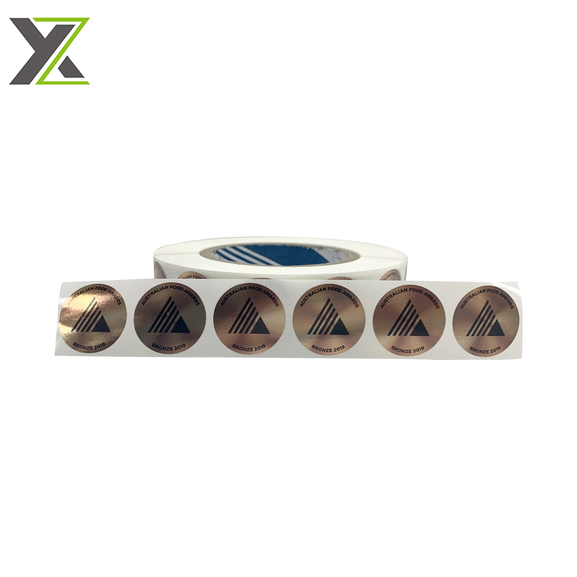 Custom chocolate medal gloss silver paper round shape sticker packaging label