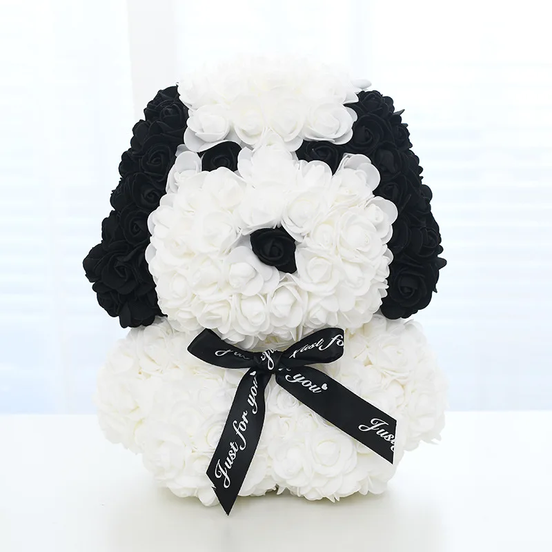 Best Selling  25 cm 40 cm rose Flower bear dog Creative Birthday Gift Customized Gift Package