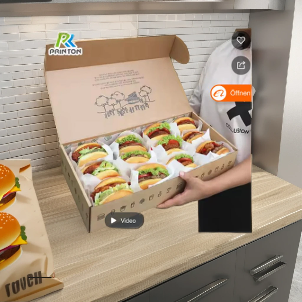 Hamburger French Fries Fried Chicken Wing Snacks Packaging Box Fast Food UV Advantage Paper Container for Sushi and Noodles