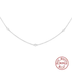 Customize Women Girls 18k Jewelry Small Bezel Cubic Zirconia Diamond 925 Sterling Silver Link Chain