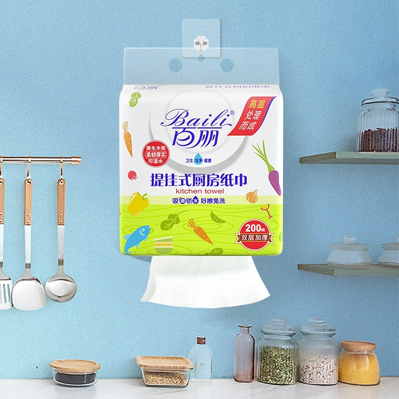 Wall-mounted design hanging tissue/paper towel factory direct price oil absorb Disposable kitchen cleaning tissue Paper