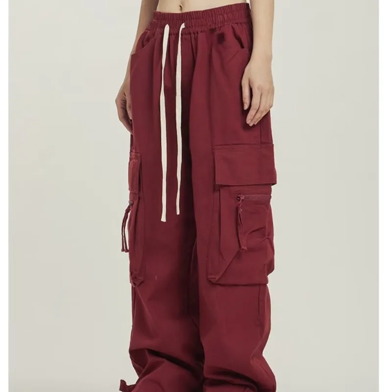 Custom Wholesale Plain Parachute Pants Windbreak Fabric Multiple Pockets Baggy Cargo Pants Men Woman