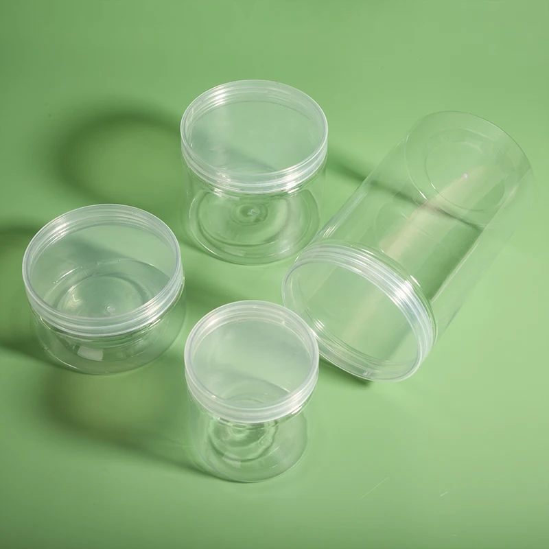 Food Packaging PET empty candy chocolate jelly coffee bean package 2OZ 4OZ 6OZ 8OZ 250ml 500ml 1000ml Clear Plastic Jar With Lid