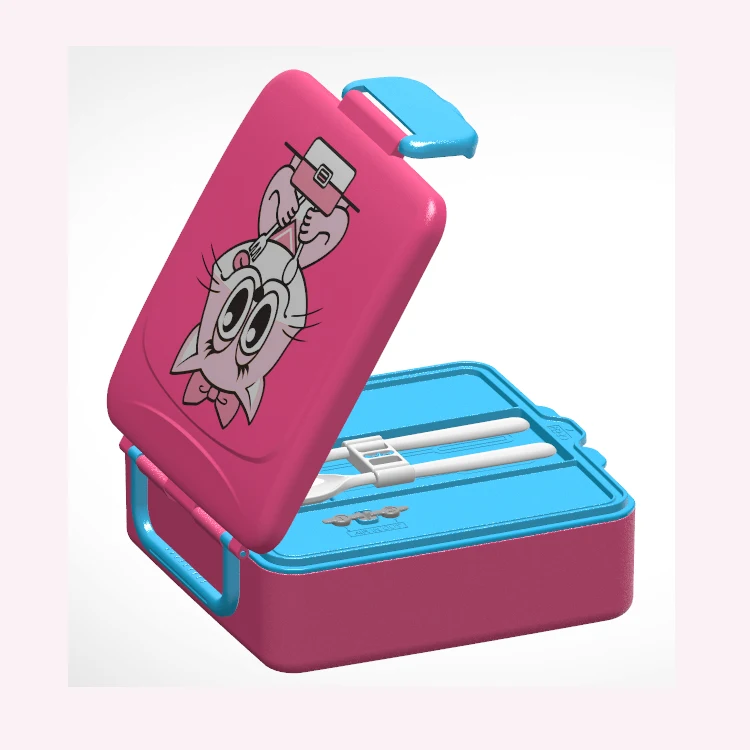 Free Sample Rectangle-Shaped Double Wall PP Plastic Lunch Box Airtight Multi-Compartment Storage Container Kids Silicone