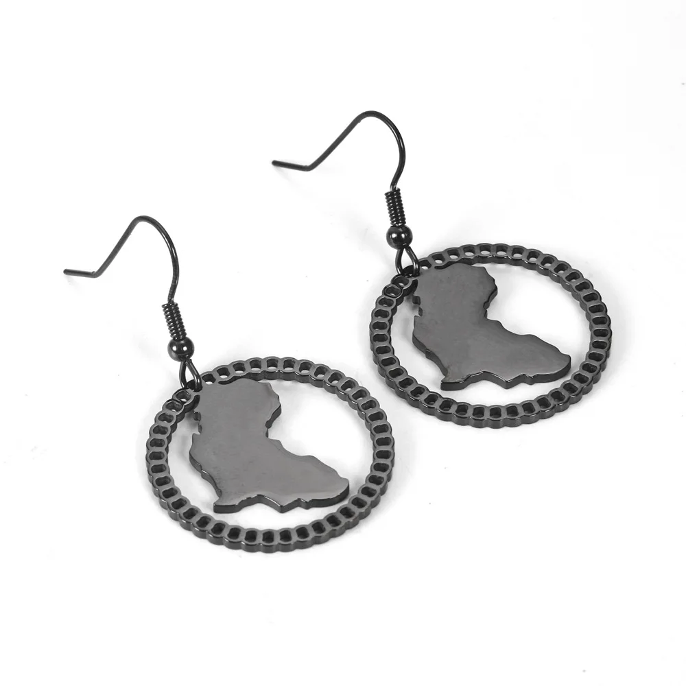  Wholesale Women Silver Rose Gold Black Earrings Round Map Shaped African Dangle