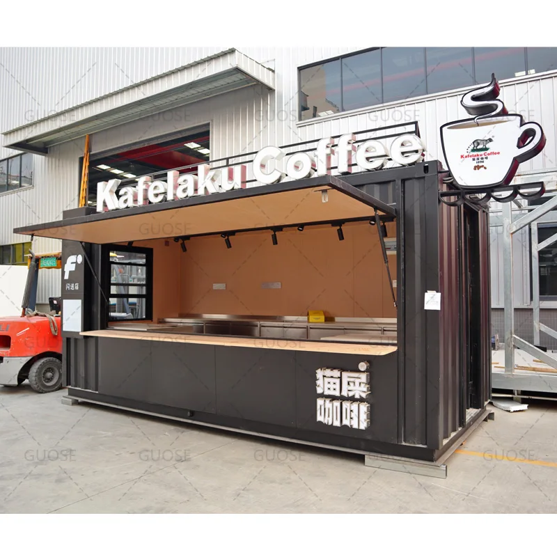 Высокое качество легкая сборка гидравлический модульный выдвижной магазин для кафе 20-футовый контейнер
