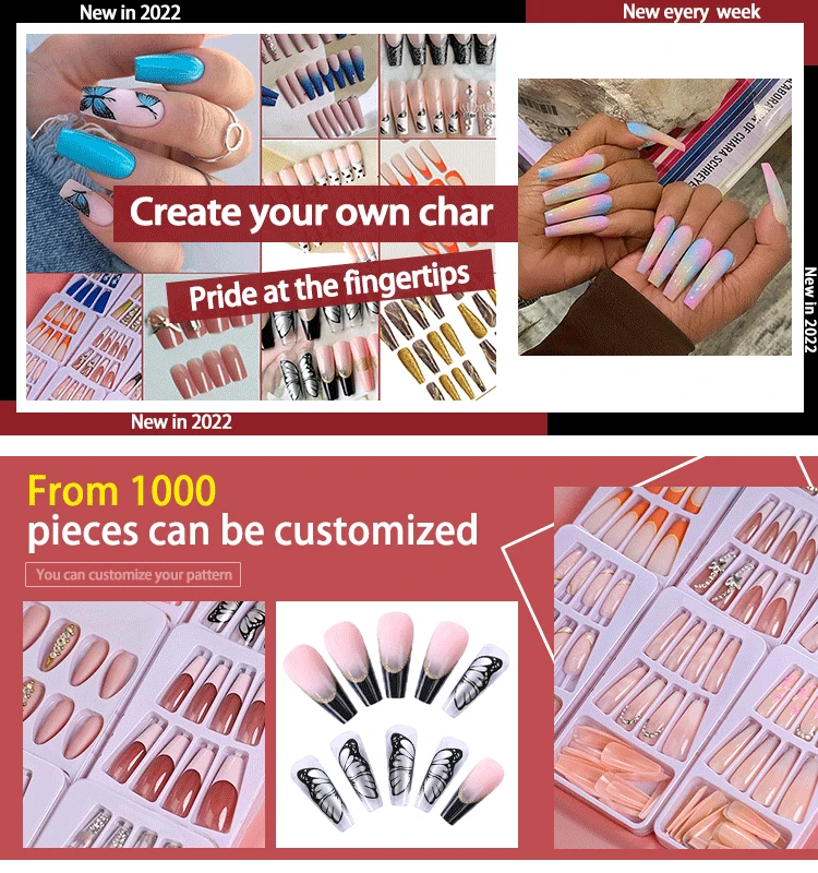 24PCS Fake Nails Medium Length Colorful Press on Nails Almond Acrylic Full Cover False Nails for Women and Girls