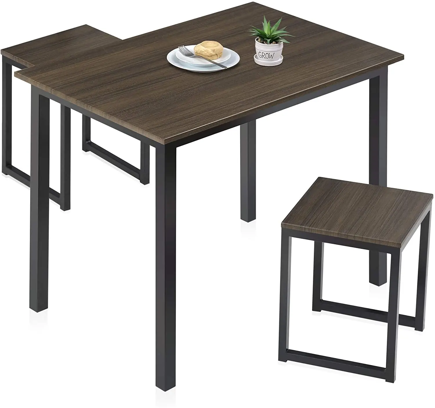 Dining Room Furniture 3-piece Set Dining Table And Chair Set Wooden Table Top With Two Stools Home Kitchen Breakfast Table