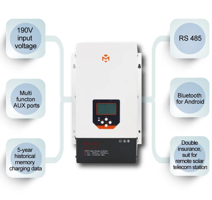 Lumiax 60A 12V 24V 48V mppt solar charge controller 200V max PV input for telecom communication base station