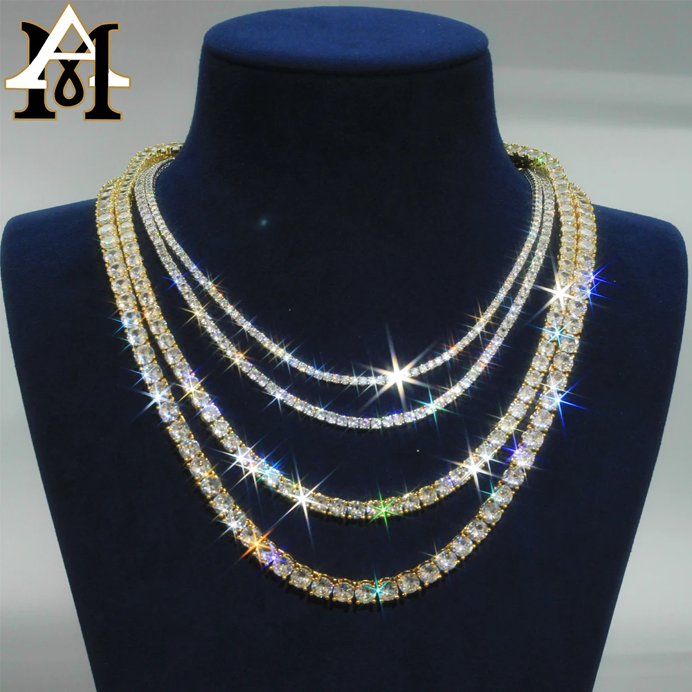 Fine Jewelry 3mm 4mm 5mm 6mm VVS Diamond Moissanite Tennis Chain Necklace Bracelet  925 Silver Iced out chain